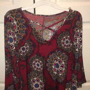 Red printed tunic
